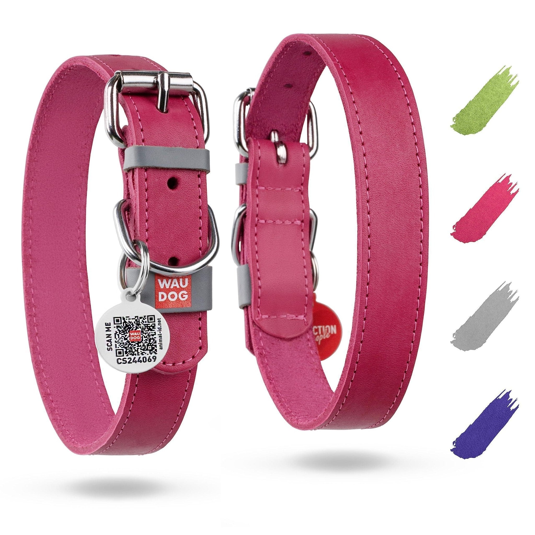 Pink Long Lasting Leather Dog Collar for Small Dogs 1114 inch Neck Metal Buckle - Mascotitas