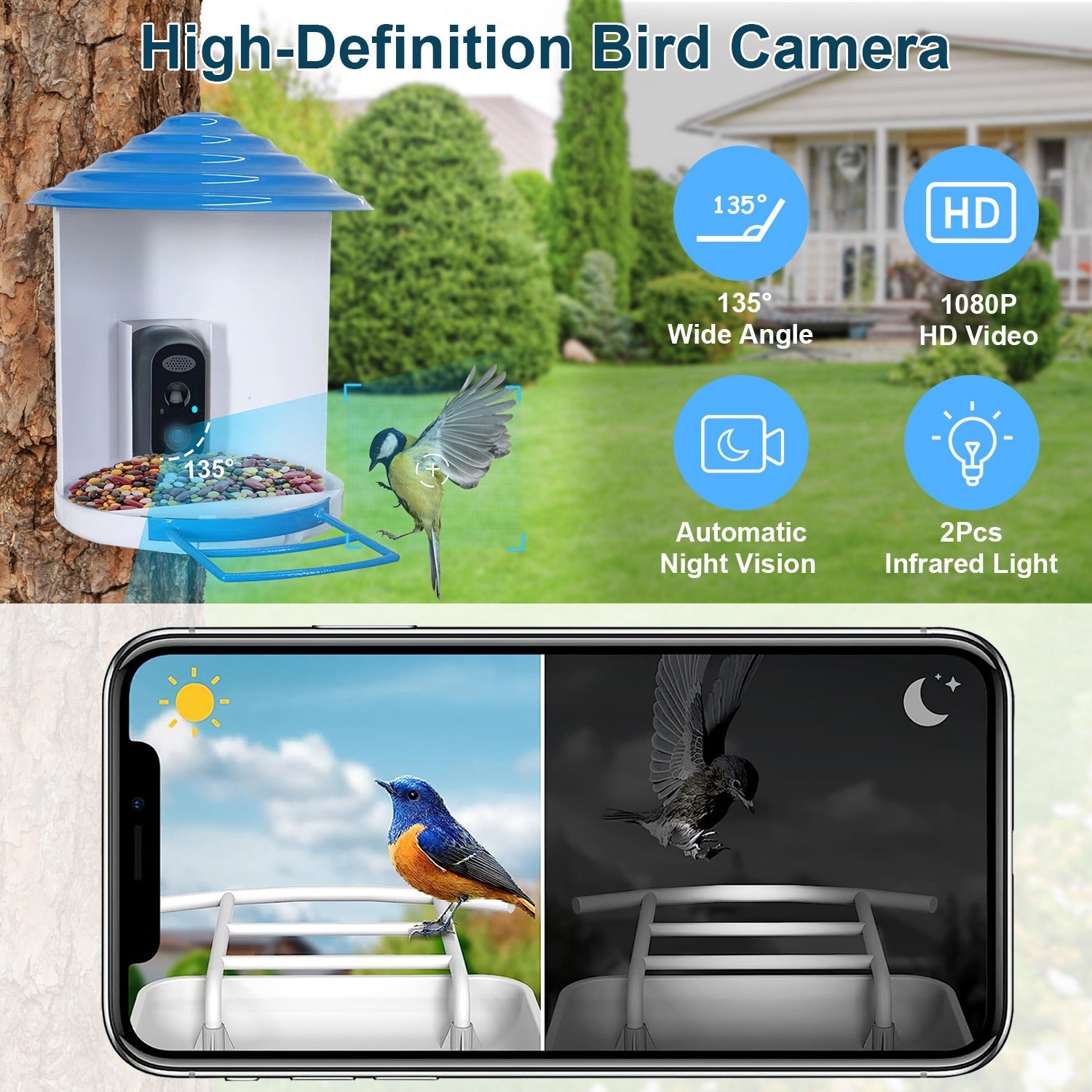 Smart Bird Feeder with Solar - Powered Camera - Mascotitas