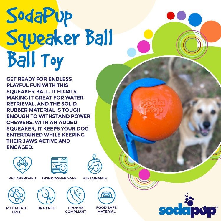 Squeak Ball - Durable Squeaky Dog Toy, Floats, Chew Toy | USA Made - Mascotitas