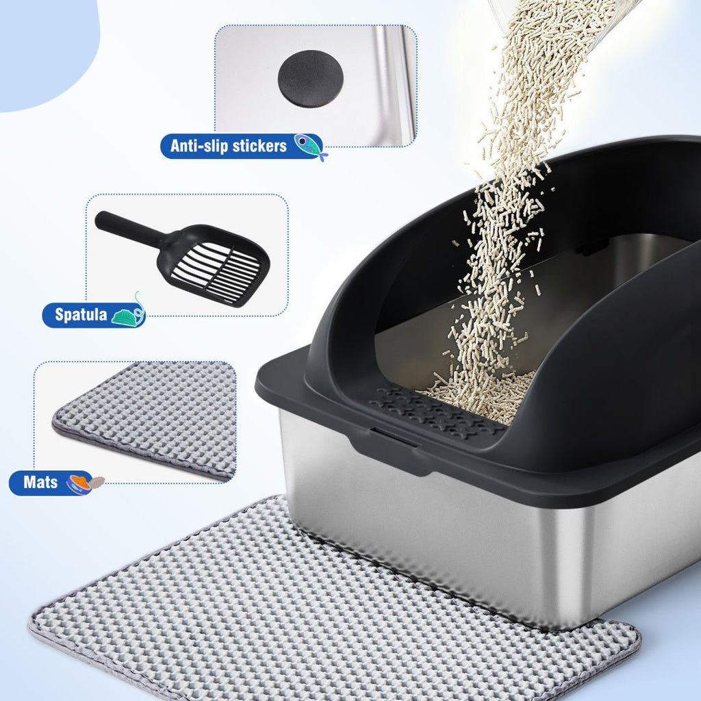 Stainless Steel Cat Litter Box with Lid & Scoop - Mascotitas