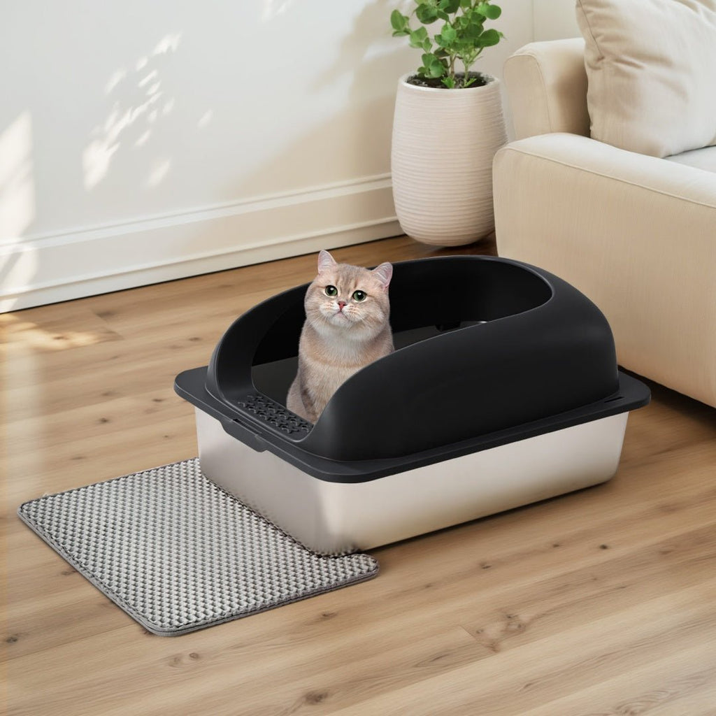 Stainless Steel Cat Litter Box with Lid & Scoop - Mascotitas