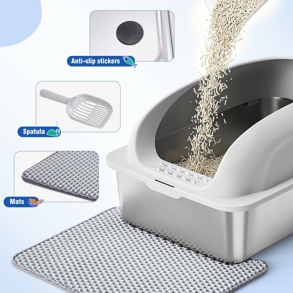 Stainless Steel Cat Litter Box with Lid & Scoop - Mascotitas