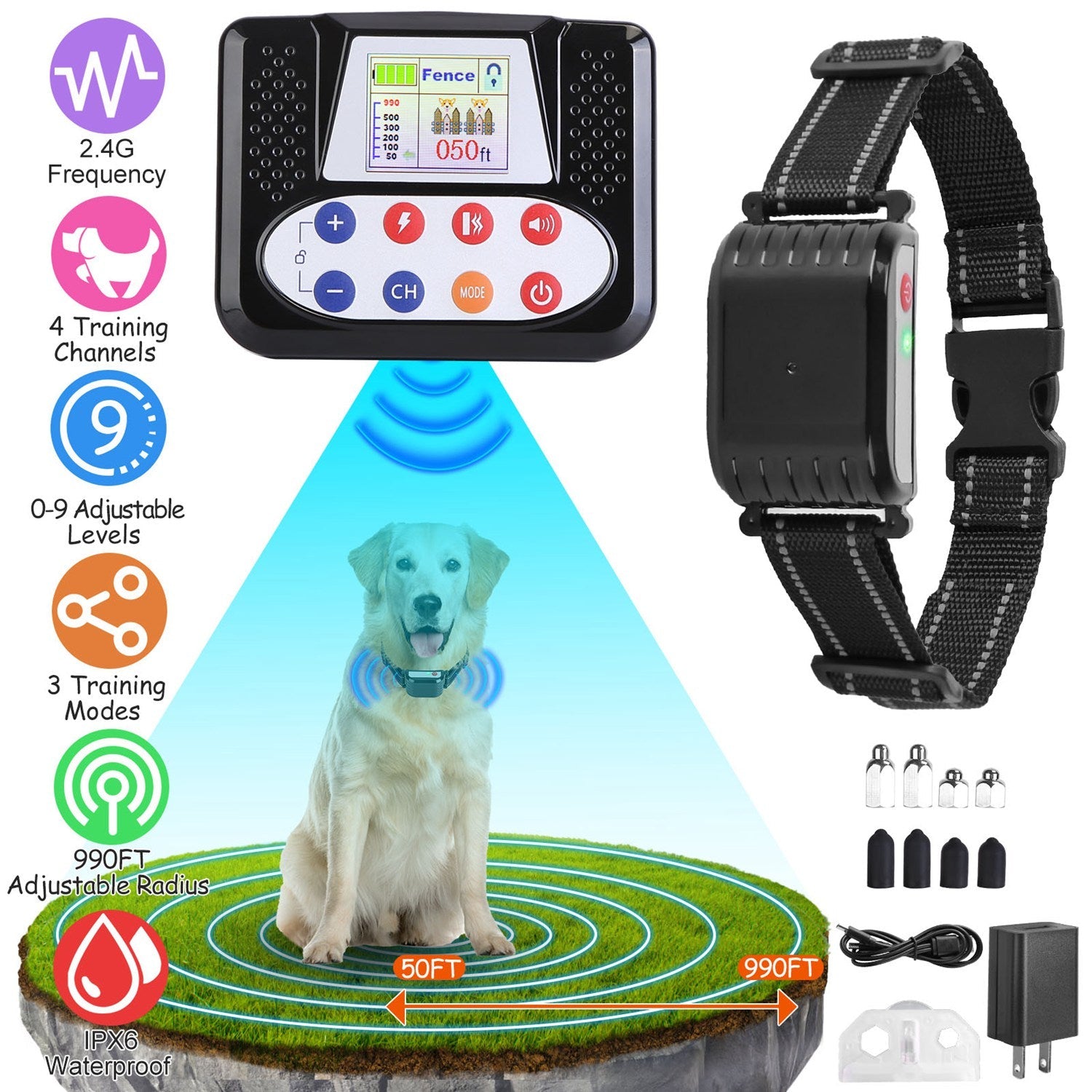 Wireless Dog Fence & Training Collar System - Mascotitas